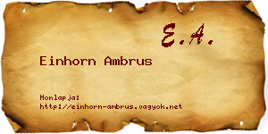Einhorn Ambrus névjegykártya